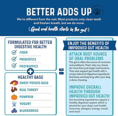 Bernie's Charming Chompers - Daily Dental Chews for Dogs - Cleans Teeth, Freshens Breath, + Boosts Oral-Gut Microbiome. Easy to Digest, Supports Healthy Digestion Naturally (36 oz, Tiny Dogs)