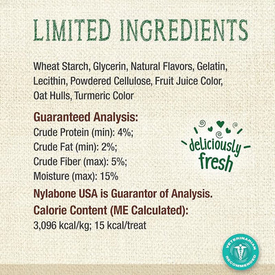 Nylabone Nutri Dent Natural Dental Chews for Dogs, Limited Ingredient Dog Treats Made in the USA, Clean Teeth & Fresh Breath, Healthy Dog Chews, Fresh Breath Flavor, For X-Small Dogs, (78 Count)