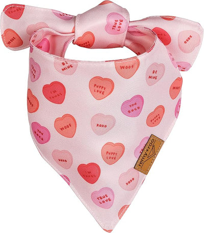 Remy+Roo Dog Bandanas - 2 Pack | Valentine's Day Sweetheart Dog Bandanas Set | Premium Durable Fabric | Patented Shape Bandanas for Dogs (Sweetheart, Large)
