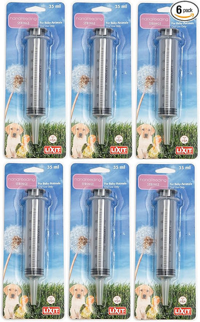 Lixit Hand Feeding Syringes for Puppies, Kittens, Rabbits and Other Baby Animals (35ML Pack of 6)