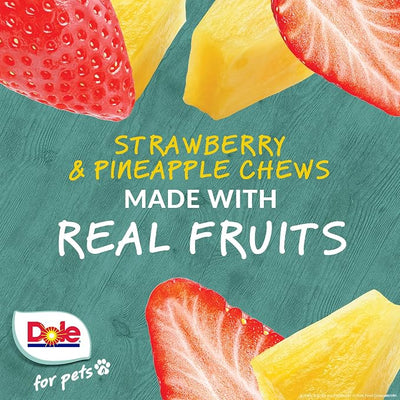 Dole for Pets Dog Chews Assorted Strawberry Pineapple Fruit-Flavored Treats Real Fruit Flavor No Artificial Colors Flavors Preservatives No Wheat Corn Soy 7.05 OZ