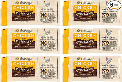 etta says! Deli Sausages - Premium All Natural Chicken Meat Treats for Dogs - High Protein Dog Chews - Human Grade - Made in The USA (6 Count Pack of 1)