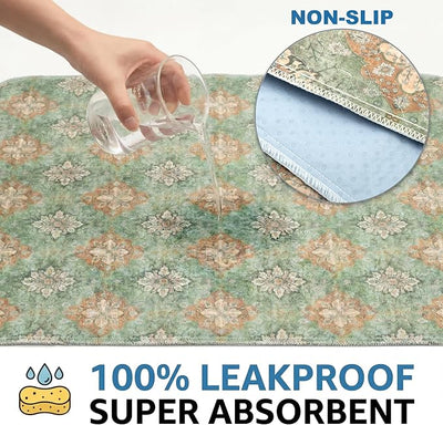 Washable Pee Pads for Dogs,Great Urine Absorbent Reusable Puppy Training Pads,Waterproof,Leak-Proof & Non-Slip Potty Pads for Whelping,Crate,Playpen,Bed.(Green Floral Flat,36"x36")