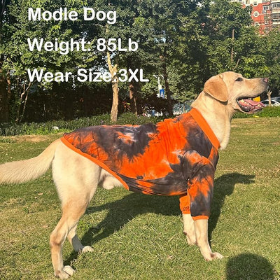 Dog Cotton Colorful Black Orange T-Shirts Soft and Stretchy Dog Shirt Pajamas Pets Clothes for Large Dogs(XL Black)