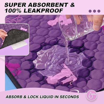 WanpeeGoo Washable Pee Pads for Dogs Mat, 2 Pack Absorbent Reusable Training Dog Pads Pet Puppy Pads, Non-Slip Potty Pads for Whelping, Playpen, Crate, Bed, Purple 32"x52"