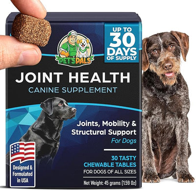 PET'S PALS Dogs Joint Health Supplement - Glucosamine, Chondroitin & MSM - Supports Healthy Joints - Chewable Tablets for Dogs - 30 Soft Chews