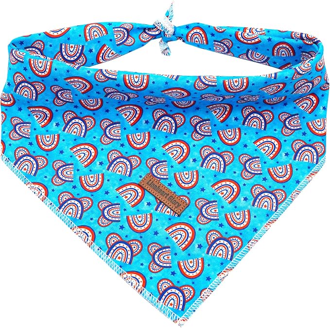 Lionheart American Flag Dog Bandana - 1 Pack Soft, Washable, Adjustable Square Dog Bandanas for Small Dogs & Cats