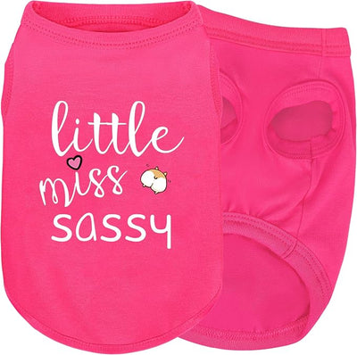 Pink Cotton Dog Shirt with 'Little Miss Sassy' Corgi Butt Print, Soft & Breathable Pet Apparel for Small to Large Dogs, All-Season Sleeveless Vest, Cute and Comfortable Dog Outfit.XL