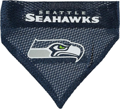 NFL DOG BANDANA - SEATTLE SEAHAWKS REVERSIBLE PET BANDANA. 2 Sided Sports Bandana with a PREMIUM Embroidery TEAM LOGO, Small/Medium. - 2 Sizes & 32 NFL Teams available