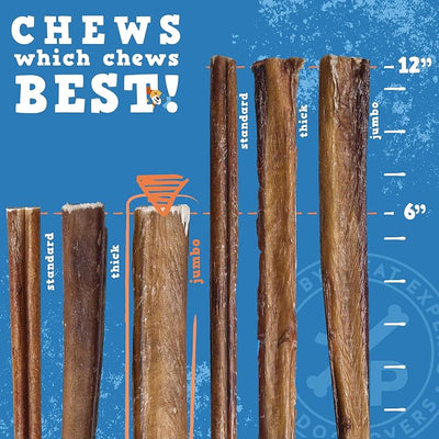 Jack&Pup 6 Inch Jumbo Bully Sticks for Dogs (24 Pack) Single Ingredient Dog Bully Sticks for Large Dogs and Aggressive Chewers