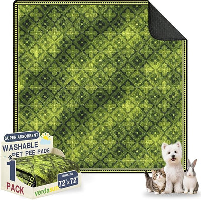 Washable Pee Pads for Dogs, Reusable Puppy Potty Training Pads, Ultra-Absorbent Thick Waterproof Leak-Proof Non-Slip Pads & Mat for Crate, Playpen, Floor, Whelping & Housebreaking , 1 Pack 72"x72"