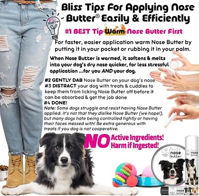 The Blissful Dog Border Collie Nose Butter for Dry, Cracked Skin, Lick-Safe Dog Nose Balm with Moisturizing Shea Butter, Almond, Olive, and Essential Oils, Pet Supplies, Uncented, 0.50 oz.