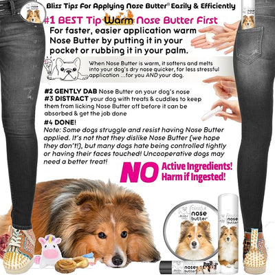 The Blissful Dog Shetland Sheepdog Nose Butter for Dry, Cracked Skin, Lick-Safe Dog Nose Balm with Moisturizing Shea Butter, Almond, Olive, and Essential Oils, Pet Supplies, Uncented, 0.15 oz.
