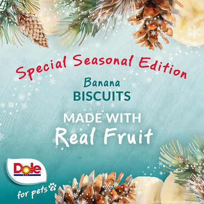 Dole for Pets Dog Biscuits Banana Blizzard Winter Flavor, Real Fruit Flavor Vegan Crunchy Treats, No Wheat Corn Soy or Artificial Additives, Bite Size Training Snacks for Dogs, 7 Oz