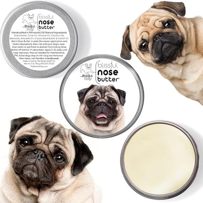 The Blissful Dog Fawn Pug Nose Butter, Versatile Dog Nose Balm for Dry Nose, Handcrafted Nose Moisturizer, Easy-to-Apply Dog Essentials, Unscented, 2 oz.