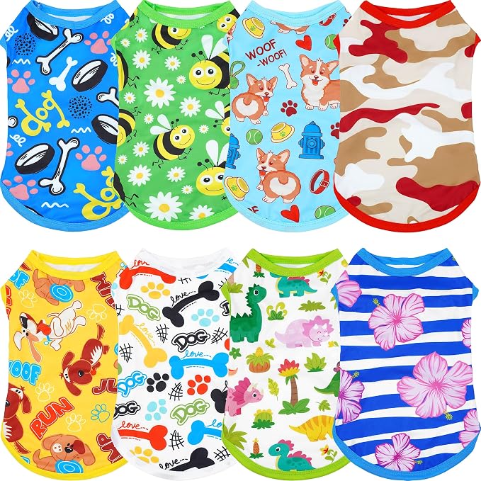 8PCS/Pack Dog Shirts Male for Extra Large Dog Boy Sleeveless T Shirts Tank Top Tee Vest