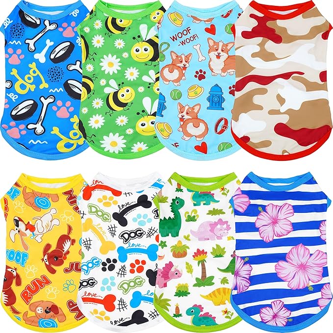 8PCS/Pack Dog Shirts Male for Medium Dog Boy Sleeveless T Shirts Soft Stretchy Cats Doggie Puppy Tank Top Tee Vest