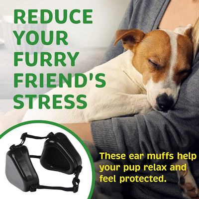 Evergreen Pet Supplies Earmuffs for Dogs - Medium/Large, Black, 2 Pack - Noise Protection & Fireworks Relief - Adjustable Noise Canceling Dog Headphones & Hunting Ear Covers