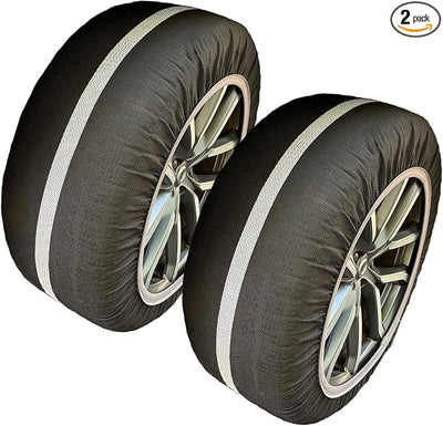 Tire Socks for Cars, SUVs & Pickups – Reusable Fabric Alternative to Chains for Snow & Ice – Easy Install, Low Clearance, Compatible ABS/ESP – Includes Gloves & Storage Bag (1 Pair)