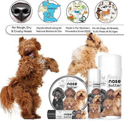 The Blissful Dog Labradoodle Nose Butter for Dry, Cracked Skin, Lick-Safe Dog Nose Balm with Moisturizing Shea Butter, Almond, Olive, and Essential Oils, Pet Supplies, Uncented, 1 oz.