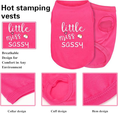 Pink Cotton Dog Shirt with 'Little Miss Sassy' Corgi Butt Print, Soft & Breathable Pet Apparel for Small to Large Dogs, All-Season Sleeveless Vest, Cute and Comfortable Dog Outfit.L