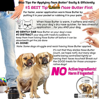 The Blissful Dog Puggle Nose Butter for Dry, Cracked Skin, Lick-Safe Dog Nose Balm with Moisturizing Shea Butter, Almond, Olive, and Essential Oils, Pet Supplies, Uncented, 4 oz.