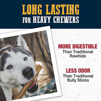 Cadet Bully Hide Sticks for Large Dogs, All-Natural Beef Pizzle, Limited-Ingredient Long-Lasting Dog Chews for Aggressive Chewers, 4 Count