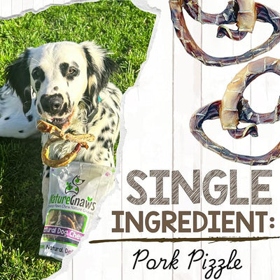 Nature Gnaws Pork Bully Stick Pretzels for Dogs 4-5" (15 Count) - Long Lasting for Light Chewers and Small Dogs - Natural Bacon Dog Chew Treats - Rawhide Free