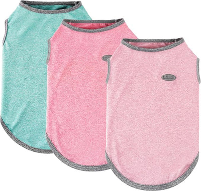 3 Pack Lightweight Sun Protection Dog Shirt Breathable Sleeveless Dog T Shirts Extra Soft Top Tank Dog Clothes for Outdoor Activities (Leather Pink + Light Blue + Light Pink, X-Large)