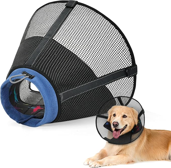 Dog Cone Collar to Stop Licking, Soft Mesh Recovery Collar After Surgery with Liner, Elizabeth Cone Alternative for Medium and Large Dogs, for Surgery, Spay, Neuter, Wound Care,L,Colorful