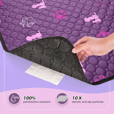 WanpeeGoo Washable Pee Pads, Puppy Pee Pad for Dogs, 1 Pack Absorbent Reusable Training Dog Pads Pet Puppy Pads, Non-Slip Potty Pads for Whelping, Playpen, Crate, Bed, Purple 63"x63"