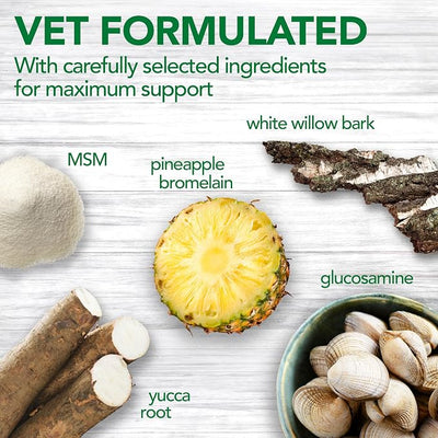Vet’s Best Hip & Joint Supplement for Dogs, Glucosamine, MSM & Bromelain Joint Support for Mobility & Comfort, Dog Arthritis & Inflammation Support Chewable Tablets, Vet Formulated, 50 Count