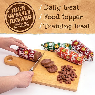 Happy Howie's Soft Meat Roll Treat - Soft Dog Food Beef Rolls, High Protein, Natural Ingredients, for All Dogs, Made in USA - Beef, 12 Oz (Pack of 1)