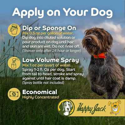 Happy Jack Kennel Dip Dog Flea & Tick Treatment – Professional-Grade Parasite Control Spray for Puppies & Dogs, Kills Fleas, Mange, Lice & Ticks, 30-Day Protection, Indoor/Outdoor Use, (4 oz)