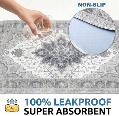 Washable Pee Pads for Dogs,Great Urine Absorbent Reusable Puppy Training Pads,Waterproof,Leak-Proof & Non-Slip Potty Pads for Whelping,Crate,Playpen,Bed.(Gray Floral,18"x24")
