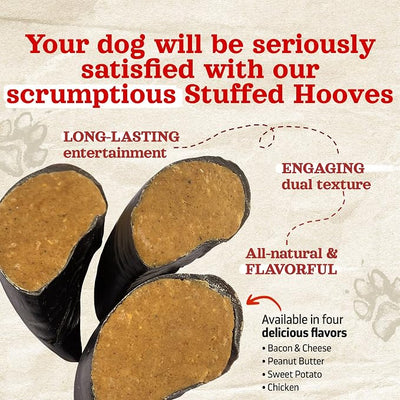 Natural Farm Chicken Filled Cow Hooves for Dogs (4-Pack), Long-Lasting Natural Hoof Beef Bone Treats, Best for Small, Medium & Large Dogs