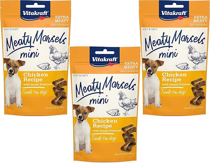 3 Pack of Chicken Mini Meaty Morsels Dog Treats, 1.69 Ounces Each, with Sweet Potato