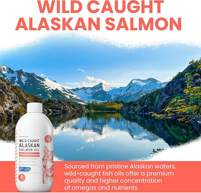 Wild Alaskan Salmon Oil for Dogs & Cats 16 oz - Omega 3 Dog Fish Oil, EPA DHA for Skin & Coat, Itch Relief, Joint and Heart Health - MSC Certified, Made in USA, Pump Bottle - Chew + Heal