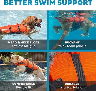 Outward Hound Granby Splash Orange Dog Life Jacket, Large