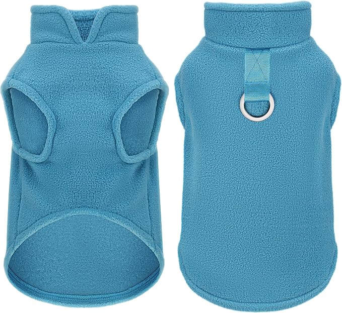 Sleeveless Pullover Fleece Vest for Small Dogs: Cozy Polyester Dog Jacket, Tank Top Sweater with Leash Ring and Armholes, Crisp, Warm, and Easy-to-Wear Design for Everyday Comfort Lake Blue XL