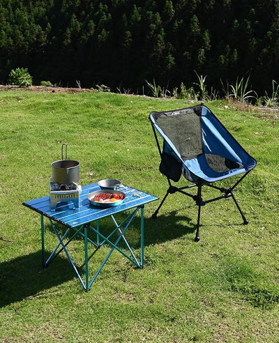 iClimb Ultralight Compact Camping Folding Table with Carry Bag (Reinforced Blue - L)