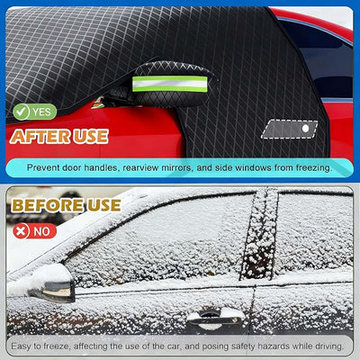 Car Windshield Snow Cover for Chevy Cruze 2018-2025, Frost Ice Windscreen Covers with Magnetic Edges, Layers Thickness Snow Protector Covers with Side Mirrors