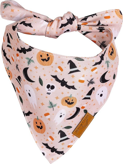 Remy+Roo Dog Bandanas - 2 Pack | Halloween Spooky Dog Bandanas Set | Premium Durable Fabric | Patented Shape Bandanas for Dogs (Halloween XL)