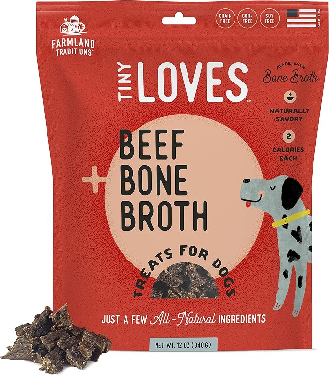 Tiny Loves Jerky Trainer Treats for Dogs w/Bone Broth (Beef, 12 oz.)