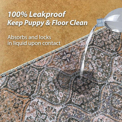 nunubaby Washable Pee Pads for Dogs, Stylish, Non-Slip and Leak-Proof Pee Pads. Reusable Potty Pads for Dogs for Crates and Floors.(Brown/Multi,36" x36" )
