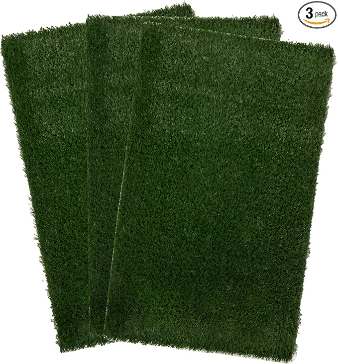 Artificial Grass Puppy Pee Pad for Dogs and Small Pets - Set of Three 35.5X23.5 Inch, Reusable 4-Layer Turf Pads for Dogs - Indoor and Outdoor Fake Grass Potty Pet Supplies by PETMAKER