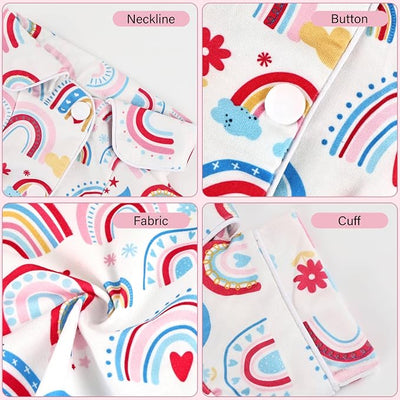 Dog Shirts for Small Dogs Puppy Pajamas Cute Pet Clothes Soft Button Down T Shirt Summer Outfit (Boho Rainbow, L)