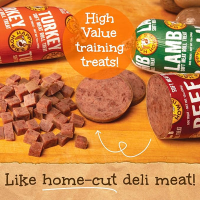 Happy Howie's Soft Meat Roll Treat - Soft Dog Food Rolls, High Protein, Natural Ingredients, for All Dogs, Made in USA - Turkey, 12 Oz (Pack of 6)