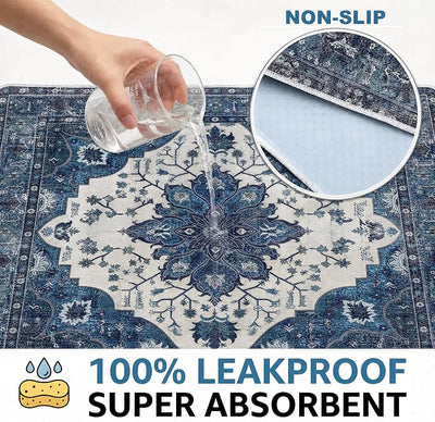 Washable Guinea Pig Pee Pads,Absorbent Reusable Guinea Pig Cage Liners,Waterproof,Leak-Proof & Non-Slip Potty Pads for Small Animals Rabbit Hamster Rat.(Dark Navy Floral,24"x48")