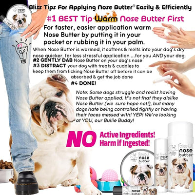 The Blissful Dog Bulldog Nose Butter, Versatile Dog Nose Balm for Dry Nose, Handcrafted Nose Moisturizer, Easy-to-Apply Dog Essentials, Unscented, 4 oz.